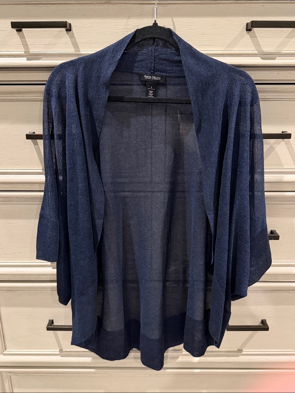 White House Black Market Navy Open-Front Draped Cardigan